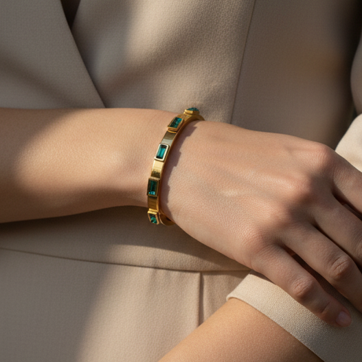 Helios Emerald Baguette Bracelet