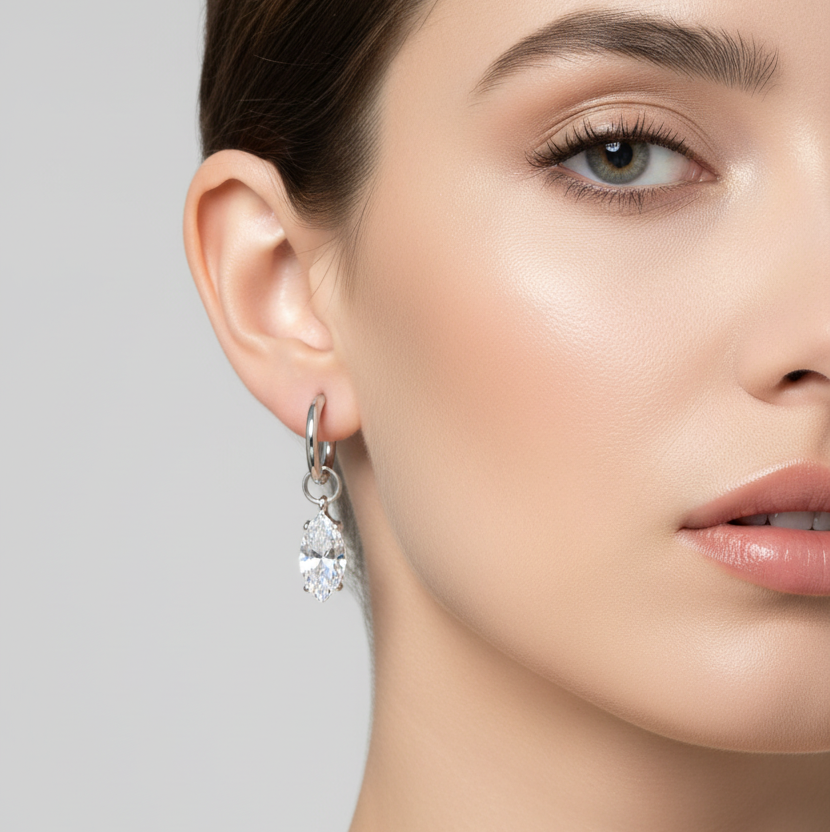 Silver Crystal Drop Earrings