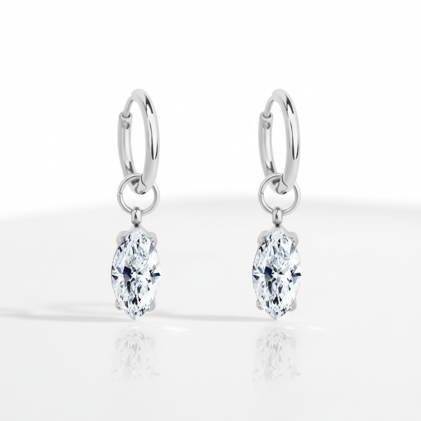 Silver Crystal Drop Earrings