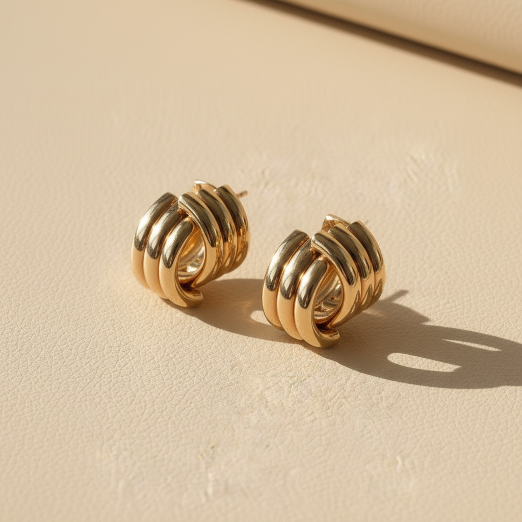 Triple Curve Stud Earrings