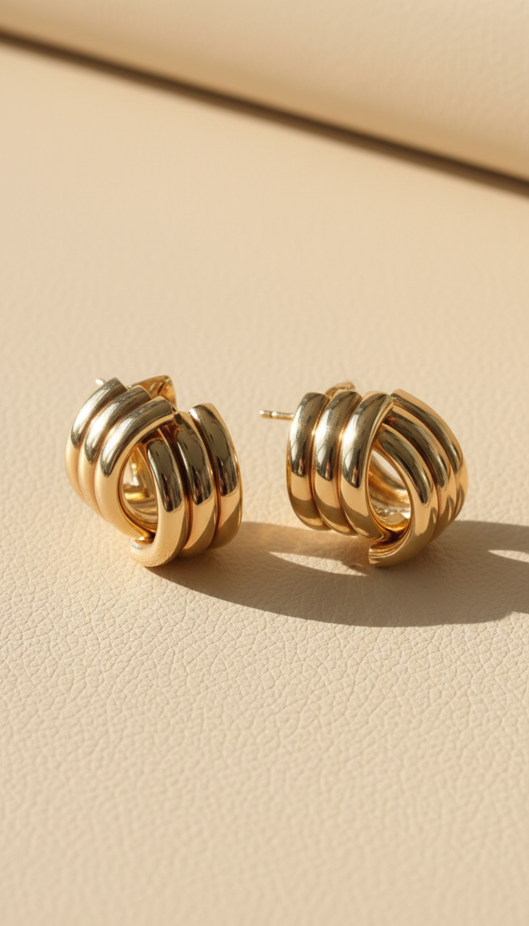Triple Curve Stud Earrings