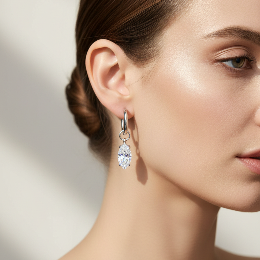 Silver Crystal Drop Earrings