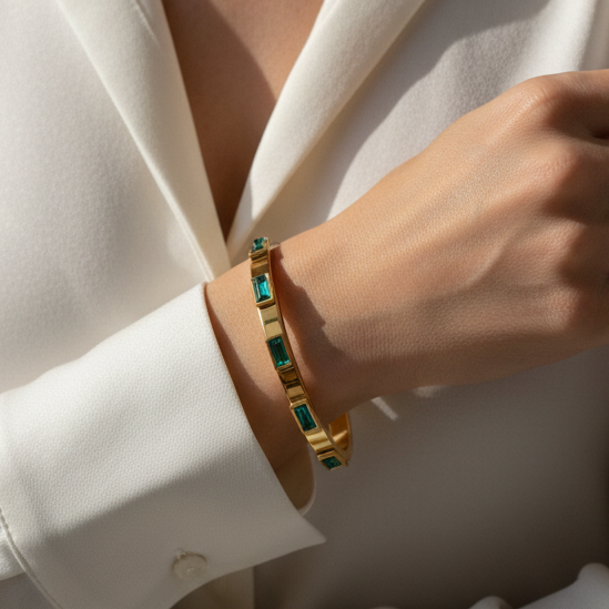 Helios Emerald Baguette Bracelet