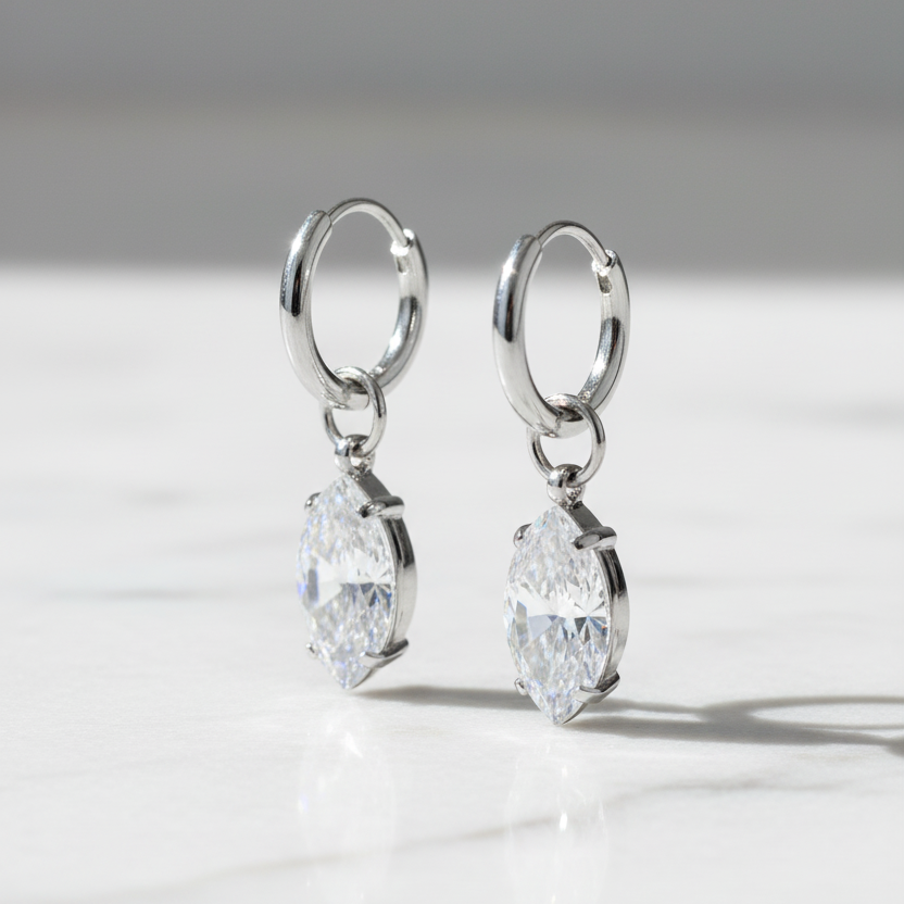 Silver Crystal Drop Earrings