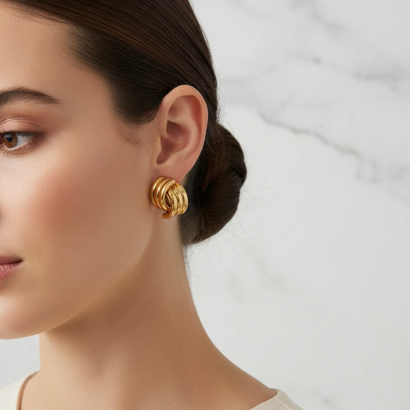 Triple Curve Stud Earrings